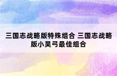 三国志战略版特殊组合 三国志战略版小吴弓最佳组合